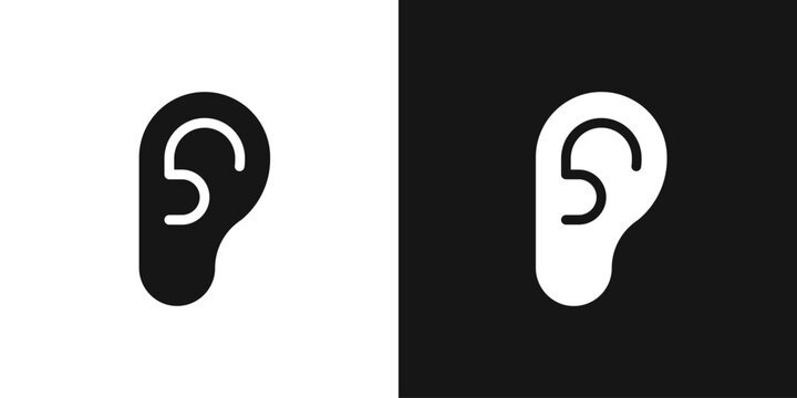 Hearing ear vector icon. Ear auricle, hearing sign