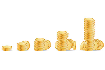 Geld Moneten Münzen Gold Bargeld Coin Stapel Wachstum Zinsen - Vektor Illustration