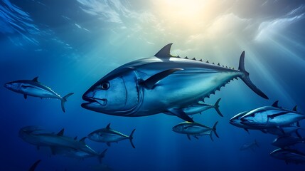 Naklejka premium Ozeanwanderer: Thunfischherden auf Reisen