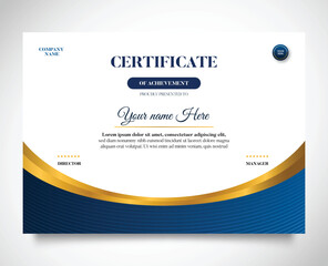 Vector modern blue and gold certificate of achievement template