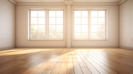 Fototapeta na wymiar empty room with wooden floor
