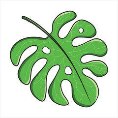 Summer Leaf Tropical cartoon clipart vintage style for Sticker