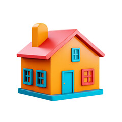 Simple 3d house isolated on white. Small colorful toy home. Real estate concept. Generative AI.