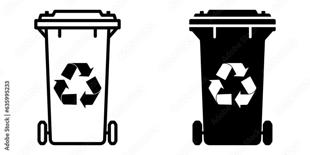 Poster ofvs449 outlinefilledvectorsign ofvs - garbage can with recycle vector icon . front view . isolated 