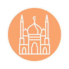 Historic muslim mosque line color icon. Isolated vector element.