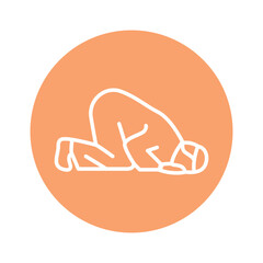 Obraz premium Praying arab line color icon. Isolated vector element.