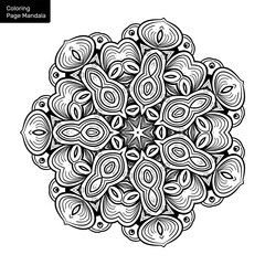 Outline mandala for coloring book. Clean Decorative round ornament. Oriental pattern, Vector illustration Coloring book page. Circular pattern in form of mandala for Henna, Mehndi, tattoo, decoration.
