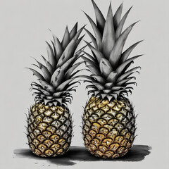 pineapple on the table drawing
