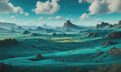 fantasy landscape with blue sky
