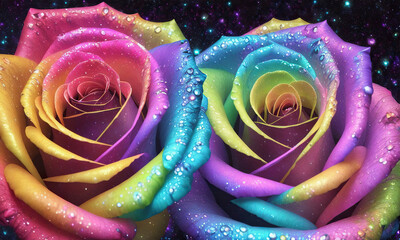 close up of colorful roses