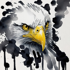 sea eagle ink painting