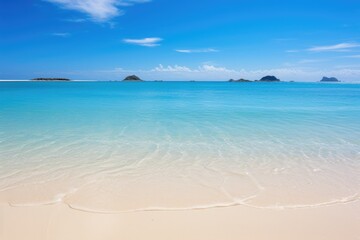 Fototapeta na wymiar sandy beach with crystal-clear blue water