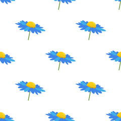 Fototapeta na wymiar blue and yellow flower isolated on white background is in Seamless pattern - vector illustration