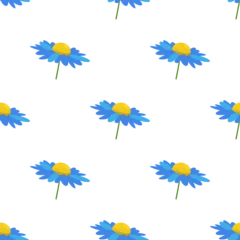 Stof per meter Vlinders blue and yellow flower isolated on white background is in Seamless pattern - vector illustration