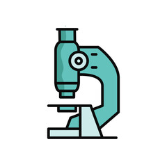 Microscope single icon in flat color style