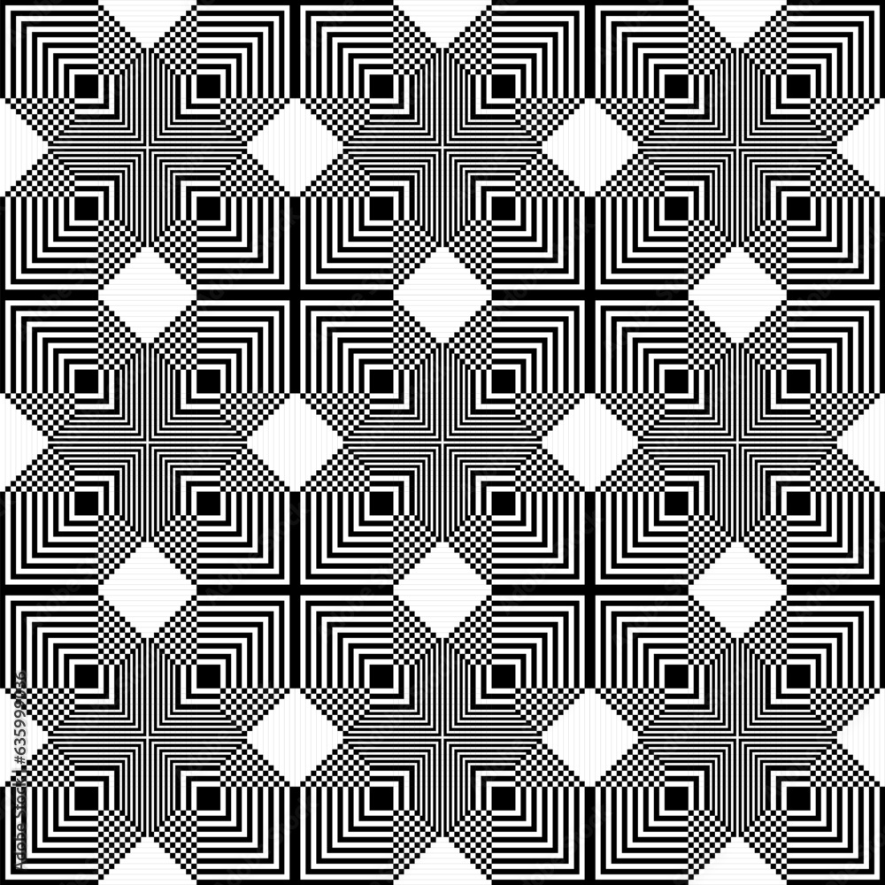 Aufkleber abstract monochrome black and white square tiles pattern background.