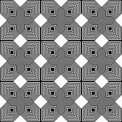 Abstract monochrome black and white square tiles pattern background.