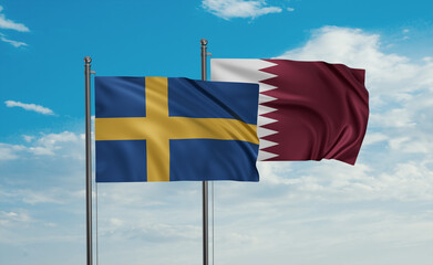 Qatar and Sweden flag