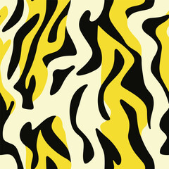 A yellow and black animal print seamless pattern. Vector