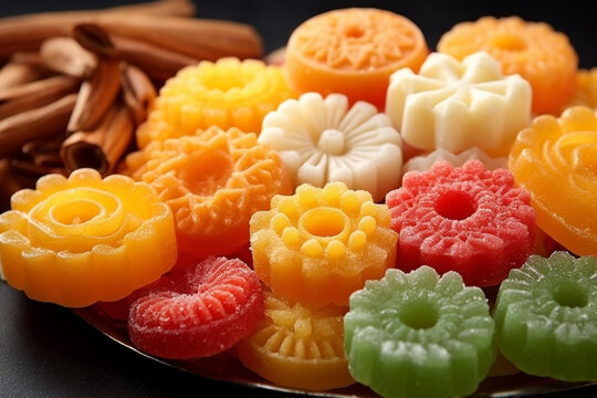 Crisp and Colorful Indian Sweets, Diwali, symbols Generative AI