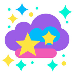 Beautiful pastel color clouds and stars vector graphics