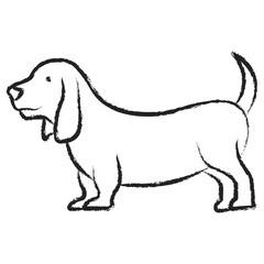 Hand drawn Basset Hound dog icon