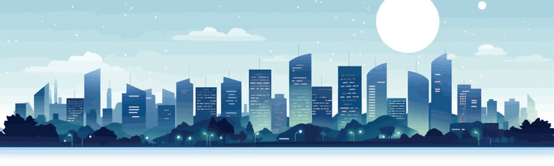 full moon city vector flat minimalistic isolated illustration