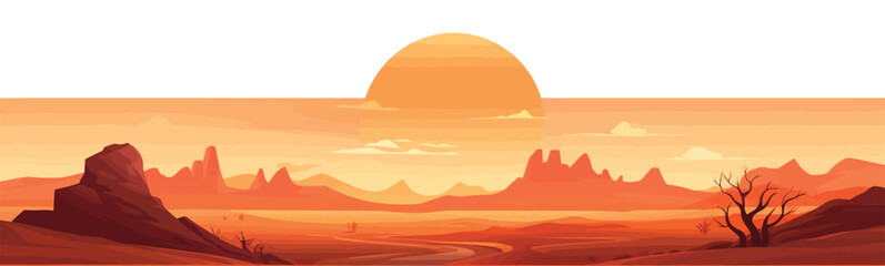 Fototapeta na wymiar sunrise desert vector flat minimalistic isolated illustration
