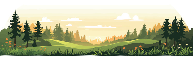 Fototapeta na wymiar sunrise forest vector flat minimalistic isolated illustration