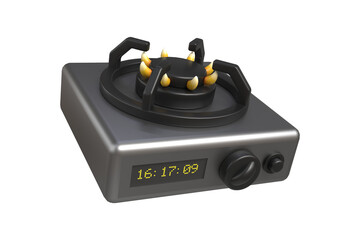 Fototapeta premium An icon of a camping gas burner. Hot cooking. 3D cartoon-style icons on a light blue background for your design.