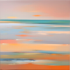 sunset over the sea abstract painting