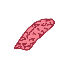 Beef flank color line icon. Cutting meat.