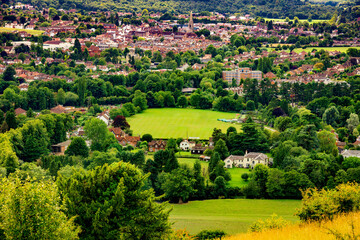 View of the English Countryside from Box Hill in Tadworth, Surrey England - 636005298