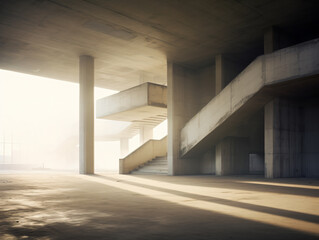 Empty ruin of  concrete building 