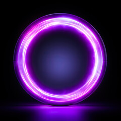 Obraz premium beautiful purple neon ring with glow generated by AI