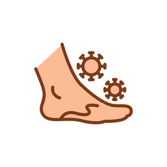 Mycosis feet black line icon. Dermatology disease.