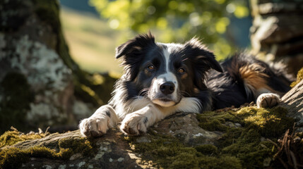A shepherd dog resting after his work