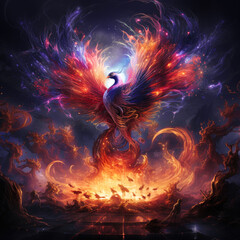 Colorful image of a bird generated with AI