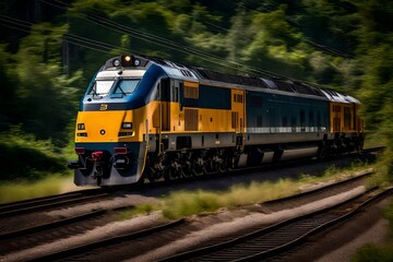 Obraz premium high speed electric locomotive train - AI Generative