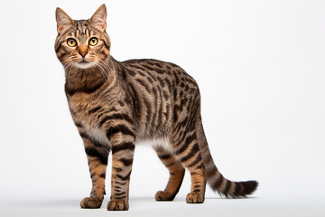 Obraz premium Cat isolated on a white background. Animal left side view portrait.