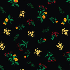 Daisies with leaves pattern on background for textile print