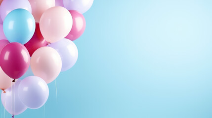 Festive background with balloons. Generative AI.