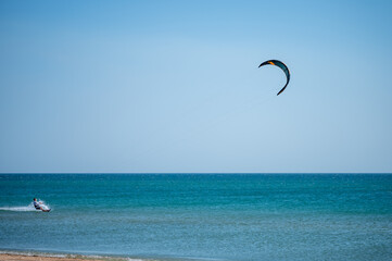 kite surfing on the sea