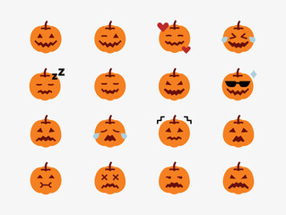 Halloween pumpkin emoji set