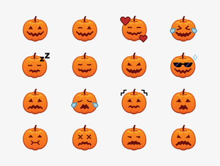 Halloween pumpkin emoji set