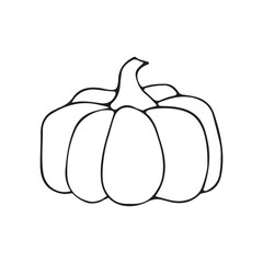 pumpkin silhouette with black tail. isolated on a white background. Flat design style. clipart. vector illustration