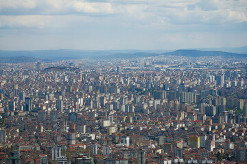 Arial View of Istanbul Asian Side Urban building blocks