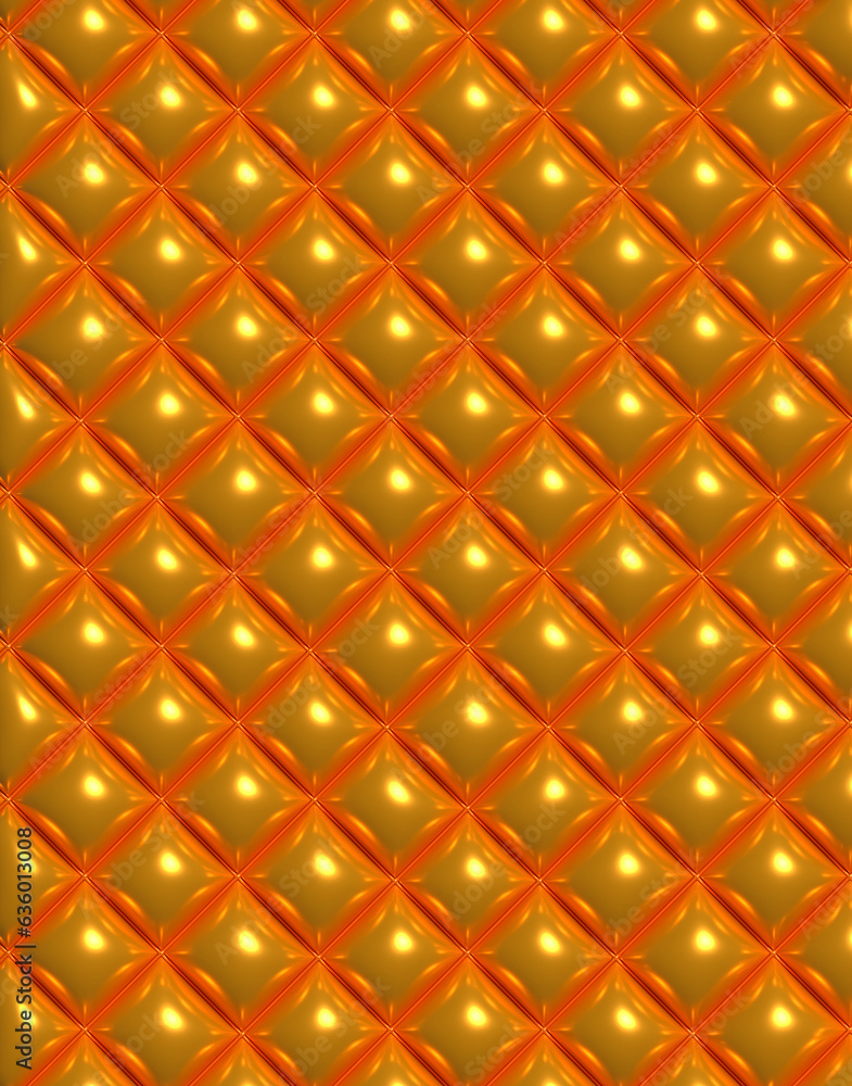 Poster abstract golden background with bulging rectangles, 3d rendering illustration