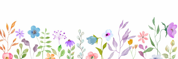 atercolor floral  card. Hand drawn illustration on white background. Vector EPS.