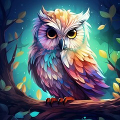 wise owl in a cartoon world, symbol of knowledge, Generative AI